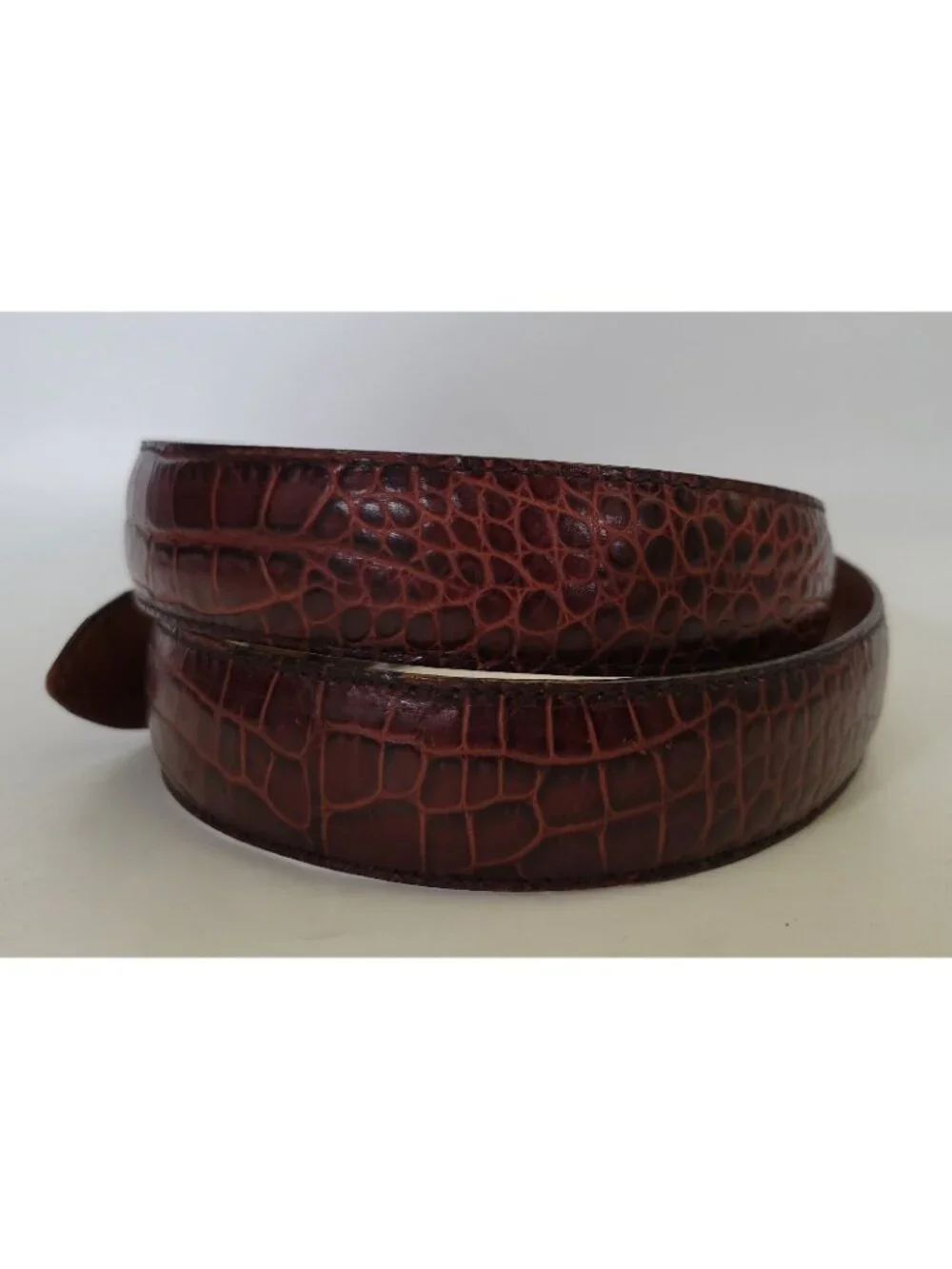 Vtg Made in USA Polo Ralph Lauren Alligator Crocodile Print Leather Belt Sz 36
